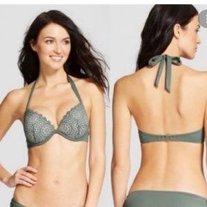 Shade & Shore Green Scalloped Bikini Top